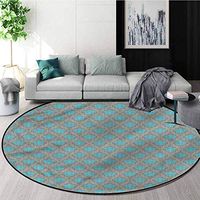 RUGSMAT Damask Round Rug,Venetian Italian Artful Non-Slip No-Shedding Kitchen Soft Floor Mat Diameter-39