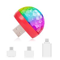 USB Mini Disco Lights, Party Lights Magic Disco Ball Light, Sound Activated Colorful Strobe LED Lights with 3 Plugs for KTV Club DJ Stage Atmosphere Christmas Family Party Interior Car Lights (Red)