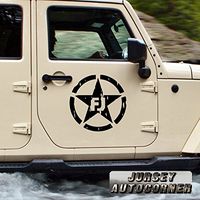 3S MOTORLINE US Army Star Decal Sticker Car Vinyl Fit for Toyota FJ Cruiser Distressed Style Pick Size Color die Cut (Black, 12'' (30.5cm))