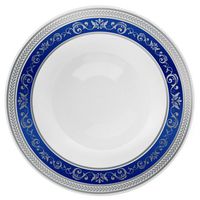 Posh Setting Royal Collection Combo Pack China Look White, Silver/Blue Plastic Soup Bowls (Includes 1 Pack of 7.5" Soup Bowls A total of 10 Bowls) Fancy Disposable Dinnerware