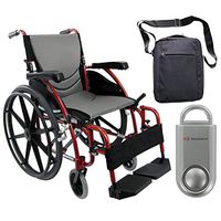 Karman S-Ergo 115 Ultra Lightweight Ergonomic Wheelchair | Seat Size 18" X 17" | Swing Away Footrest | Fixed Wheels and Mag Wheels in Red & Free Silver Safety Alarm!!