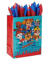 American Greetings Large Paw Patrol Birthday Gift Bag with Tissue Paper; 1 Gift bag and 8 Sheets of Tissue Paper