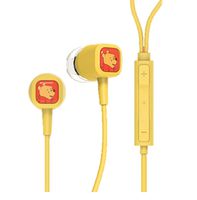 Character Earphone - Pooh - Compatible with iPhone and Android Phones - Microphone - Hands-Free Earbuds - 1.2m Long - 3.5mm Plug
