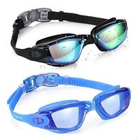 aegend Swim Goggles, Pack of 2 Swimming Goggles No Leaking Anti Fog UV Protection Crystal Clear Vision Triathlon Swim Goggles with Free Protection Case for Adult Men Women Youth Teens, 10 Choices