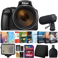 Nikon COOLPIX P1000 Digital Camera + 64GB Memory Card + Wallet + Reader + Photo avd Video Software Bundle + LED Light Panel + Vivitar MIC 503 Camera Microphone