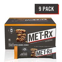 MET-Rx Big 100 Colossal Protein Bars, Great as Healthy Meal Replacement, Snack, and Help Support Energy, Gluten Free, Peanut Butter Caramel Crunch, 100 g, 9 Count