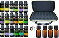 18 Essential Oil Set with FREE 42 Holes EVA Case Diffuser Aromatherapy 100% Therapeutic Grade Clove Clary Sage Lemon Bergamot Lavender Peppermint Tea Tree Argan Rosemary Frankincense Citronella