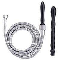 Cloud 9 Novelties Deluxe Anal or Vaginal Enema Premium Shower Kit with 2 Tips and 6 Foot Stainless Steel Hose, Black/Silver