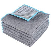 Lifaith Microfiber Waffle Weave Dish Cloth Best Kitchen Cloths Cleaning Cloths with Poly Scour Side 12Inchx12Inch 6-Pack Grey