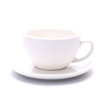 Coffeezone Latte Art Cup and Saucer Cappuccino New Bone China, Mate for Coffee Shop and Barista (Glossy White, 10.5 oz)