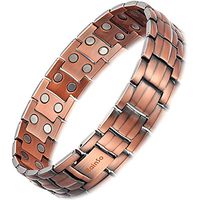 Rainso Mens Copper Double Row Magnetic Therapy Bracelets for Arthritis Wristband Adjustable (Double Row Magnetic Style 2)