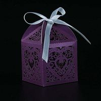 50 Pcs - Love Heart Candy Box Wedding Box Wedding Party Favor Box Gift Box Baby Shower Wedding Decoration Party Supplies (Purple)