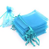 Akstore 100pcs 3.6x4.8''(9x12cm) Organza Gift Bags, Drawstring Pouches Jewelry Party Wedding Favor Gift Bags,Candy Bags. (Light Blue)