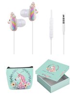 Kids Headphones for Girls - TMHH Cute Unicorn Earbuds for Kids Teens with Earphone Case, Microphone, Volume Limiting for School Home Travel (Green)