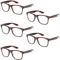 Reading Glasses 5 Pack Spring Hinge Large Frame Fashion Men and Women Readers (5 Pack Tortoise, 0.5)