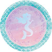 Creative Converting 336704case Iridescent Mermaid Party Dinner Plates, 9", Purple
