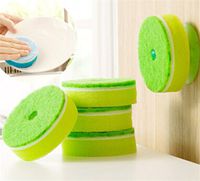 Cleaning Sponge 5 Pcs/lot Suction Cup 2 Sides Scouring Pad Round Type Bowl Dish Washing Sponge Cleaning Tool
