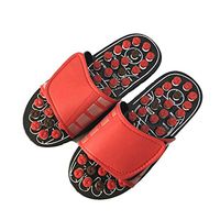 Non-Slip Massage Shoes, Rotating Gossip Acupuncture Points Sandals Men and Women Round Beads Health Slippers Foot Massage Pedicure Health Shoes (Color : Red, Size : 40-41)