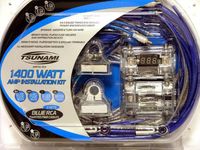 TSUNAMI 4/8 GAUGE DUAL AMP KIT+DISTRIBUTION BLOCK+RCA