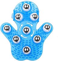 Body Massage Glove, Palm Shaped Massager, 9 Metal Roller Balls for Body Beauty Massager Muscle Relief (Blue)
