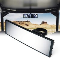 Xprite Aluminum 9" Curved Rear View Center Tempered Glass Mirror fits 1.75" to 1.85" Rollbars for Offroad UTV ATV Polaris RZR 800 1000 S 900 XP 1000 Can Am Maverick X3