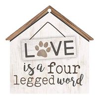 P. Graham Dunn Love is A Four Legged Word Cream 3 x 3 Wood Hanging Gift Wrap Tag Charms Set of 5