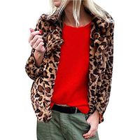 Women Leopard Printed Faux Fur Long Sleeve Short Cardigan Jacket Outwear Coat for Winter by Drfoytg