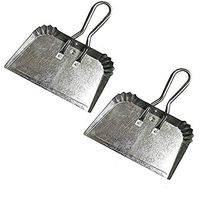 Set of 2 Extra Large Industrial Metal Dustpan | Doesn't Bend & Extra Wide for Large Easy Clean Ups | Lightweight & Rustproof | Precision Edge for Clean Sweeping