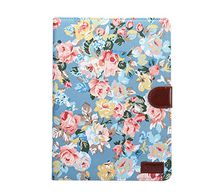TechCode iPad Mini 1 Case Wallet, Luxury PU Leather Bookstyle Classical Flower Pattern Folio Stand Shell with Card Slots Magnetic Smart Case Screen Protective Cover for iPad Mini 1/2/3 7.9 inch(Blue)