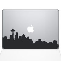 The Decal Guru Seattle City Skyline Decal Vinyl Sticker, 15" MacBook Pro (2016 & Newer Models), Black (2332-MAC-15X-BLA)