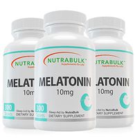 NutraBulk Melatonin 10mg Tablets – Fast Dissolving Natural Nighttime Sleep Aid - 900 Count (3 Bottles of 300)