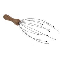 EVIDECO 75534195 Spa Wellness Hand Held Scalp Head Massager Bamboo Handle, Beige
