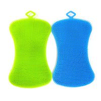 Honbay 2PCS Multi-Purpose Silicone Kitchen Dish Sponge Washing Scrubber Dish Scruber Nonslip Dishwasher for Kitchen