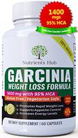 Garcinia Cambogia 100% Pure 1400mgs - 95% HCA Extract 60 Veggie Weight Loss Pills, Natural Appetite Suppressant, Carb Blocker and Fat Burner Weight Loss Supplement for Women & Men