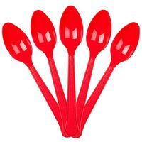 JAM PAPER Premium Utensils Party Pack - Plastic Spoons - Red - 48 Disposable Spoons/Pack