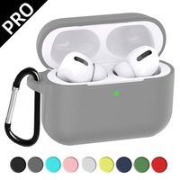 UHKZ Compatiable with AirPods Pro 2019 Case[Visible Front LED], Protective Soft Slim Silicone Case with Keychain Accesssories for AirPods Pro Charging Case [2019 Release],Gray