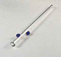 (1) Glass Dharma Drinking Straw-- Blue Dots -- 9.5mm x 9"