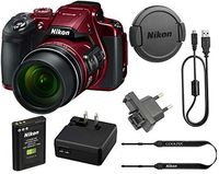 Nikon COOLPIX B700 20.2 MP 60x Opt Zoom Super Telephoto NIKKOR 4K Digital Camera Bundle Set w/ Rechargeable Battery, Charger, Euro Adapter etc (Red) (Renewed)