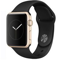 Apple Watch 42mm Gold Aluminum Case w/ Black Sports Band (Renewed)