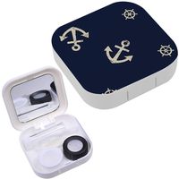 Portable Contact Lens Case Box Travel Kit Mirror + Bottle + Tweezers Container Holder [ Marine ]