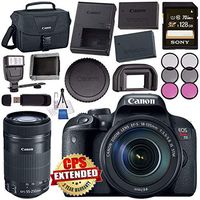 Canon EOS Rebel T7i DSLR Camera with 18-135mm Lens 1894C003 + Sony 128GB SDXC Card + LPE-17 Lithium Ion Battery + Flash + Canon Bag + Card Reader + Memory Card Wallet + Canon EF-S 55-250mm LensBundle