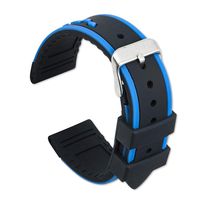 DreamDirect Silicone Watch Strap Replacement Rubber Watch Band Waterproof Bicolor Men Women - 20mm 22mm 24mm Watch Bracelet with Stainless Steel Buckle