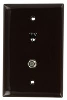 Leviton 40539-CMB Midsize Telephone/Video Wall Jack, 6P4C X F, Brown