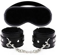 Sleeping Mask Plus Leather Fur Handcuffs Set (Black)