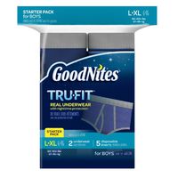GoodNites Tru-Fit Real Underwear with Nighttime Protection Starter Pack for Boys, Size Large and Extra Large, 7 Count