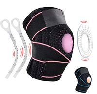 Knee Brace Knee Support for Meniscus Tear,Arthritis,ACL,LCL,MCL Injury Recovery,Running,Cycling,Basketball with Patella Stabilizer for Men Women (Black Pink)