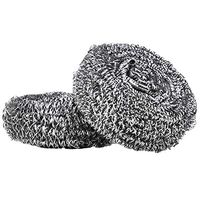 BESTONZON 2pcs Stainless Steel Sponges Kitchen Cleaner Scrubbing Scour Sponges Steel Wool Scrubber for Kitchens Bathroom