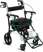 Upright Posture Rolling Walker PU Cushion, Junior Drive Medical 4 Wheel Walker Rollator, Compact Rolling Walker - Rollator Used for Seniors Walking,Green