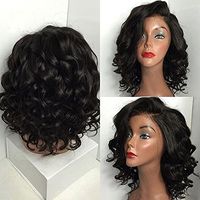 Elevin(TM) Women Black Brazilian Short Wavy Curly Parting High Temperature Fiber Wig Hair