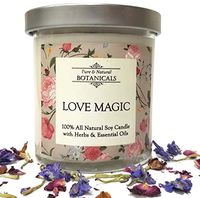 Love Magic Pure & Natural Soy Candle 8.5 oz 100% All Natural & Non Toxic with Rose, Honeysuckle & Lilac Organic Oils For Attraction, Commitment, Passion & Seduction Wiccan Pagan Rituals Magick
